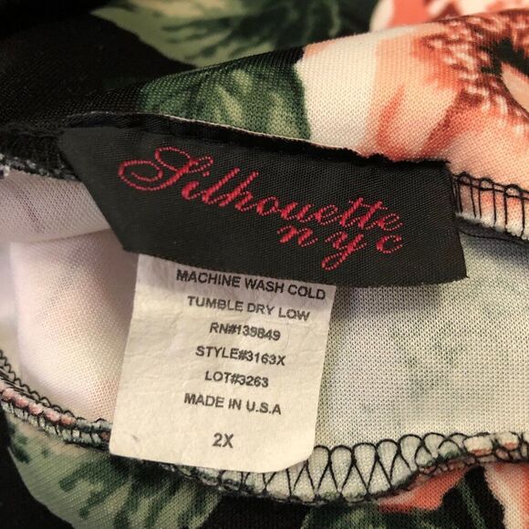 Silhouette NYC Womens Pencil Skirt 2X Black Rose Floral Print Moody Maximalist - Picture 5 of 7